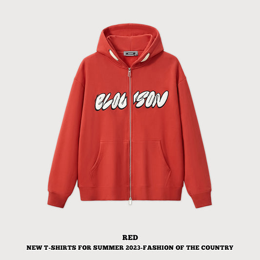 Men's pure cotton loose hooded jacket