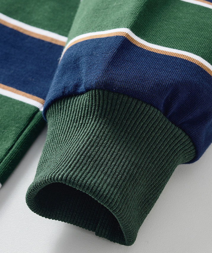 Pure cotton long sleeve striped T-shirt for men