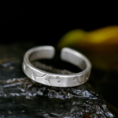 Handmade silver gingko leaf ring