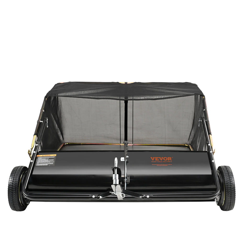 50' Tow Behind Lawn Sweeper 26 Cu. Ft. Leaf & Grass Collector Adjustable Height