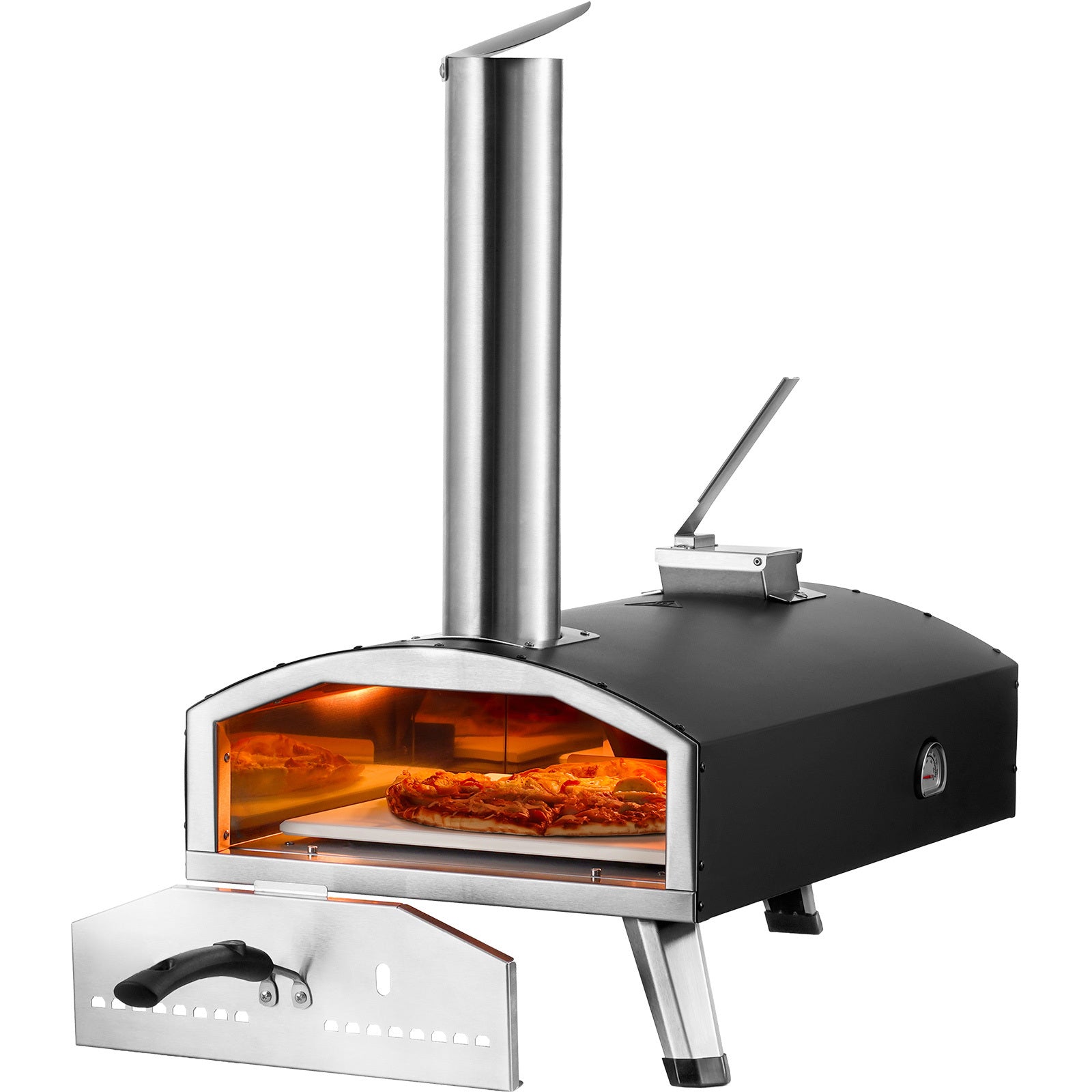 12' Outdoor Pizza Oven Portable Wood Pellet Pizza Oven Iron Spray Camping