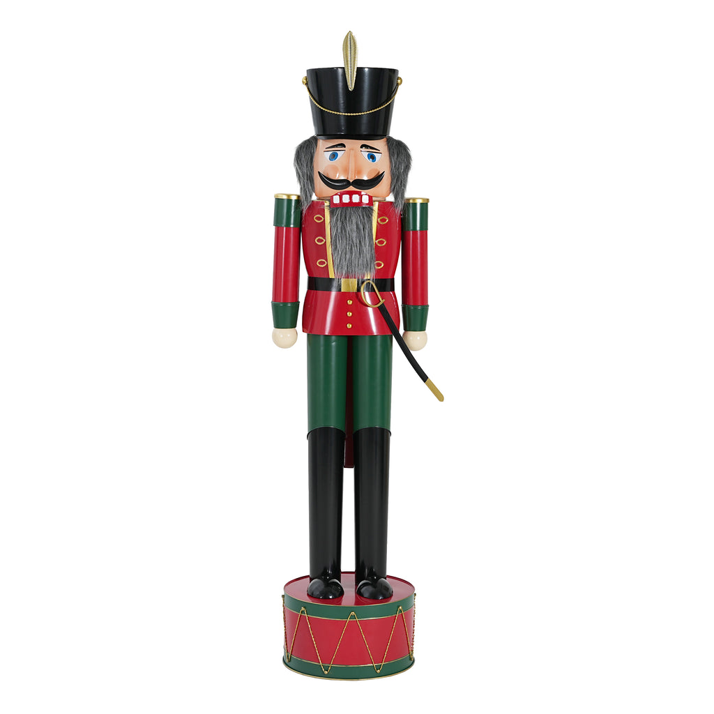 Classic Iron Nutcracker Holiday Decor in Green and Red with Durable Iron Construction, 64.75 Inches Tall