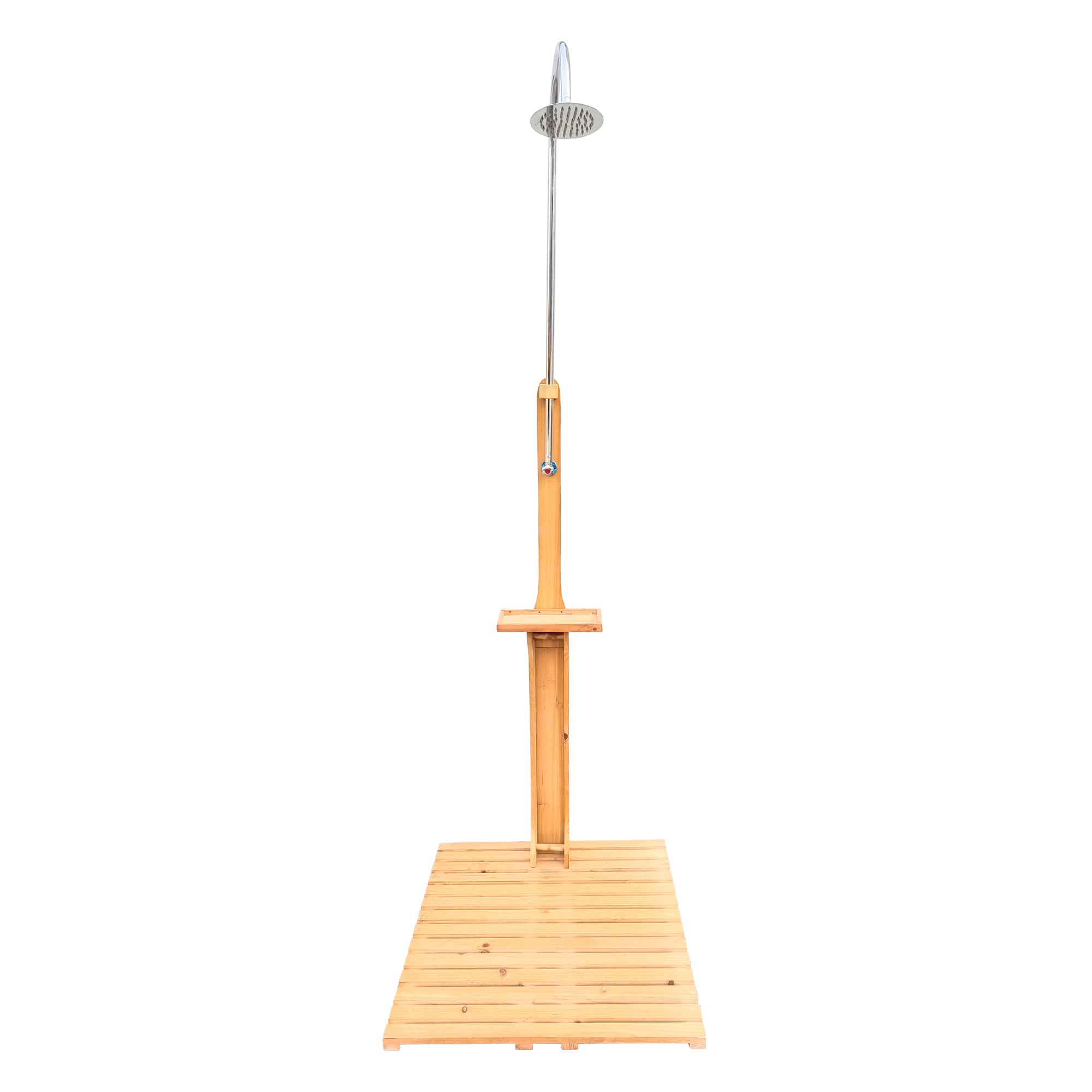 Solid Wood Outdoor Garden Pool Shower with Chassis Board for Patio and Terrace in Teak