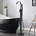 Single Handle Freestanding Tub Filler Floor Mount Bathtub Faucet with Handheld Shower (Brushed Nickel)