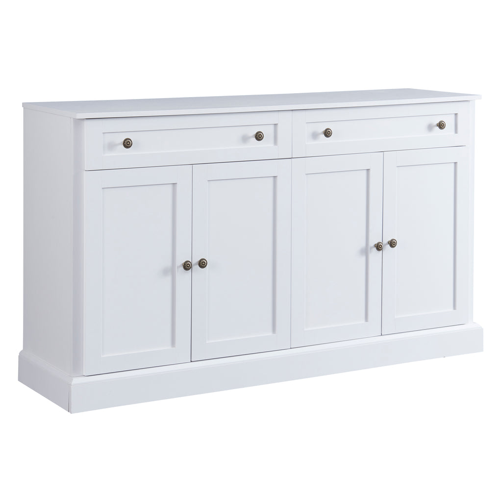TREXM Modern Kitchen Sideboard Storage Buffet Cabinet with Adjustable Shelves, 2 Drawers & 4 Doors, White MDF