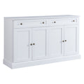 TREXM Modern Kitchen Sideboard Storage Buffet Cabinet with Adjustable Shelves, 2 Drawers & 4 Doors, White MDF