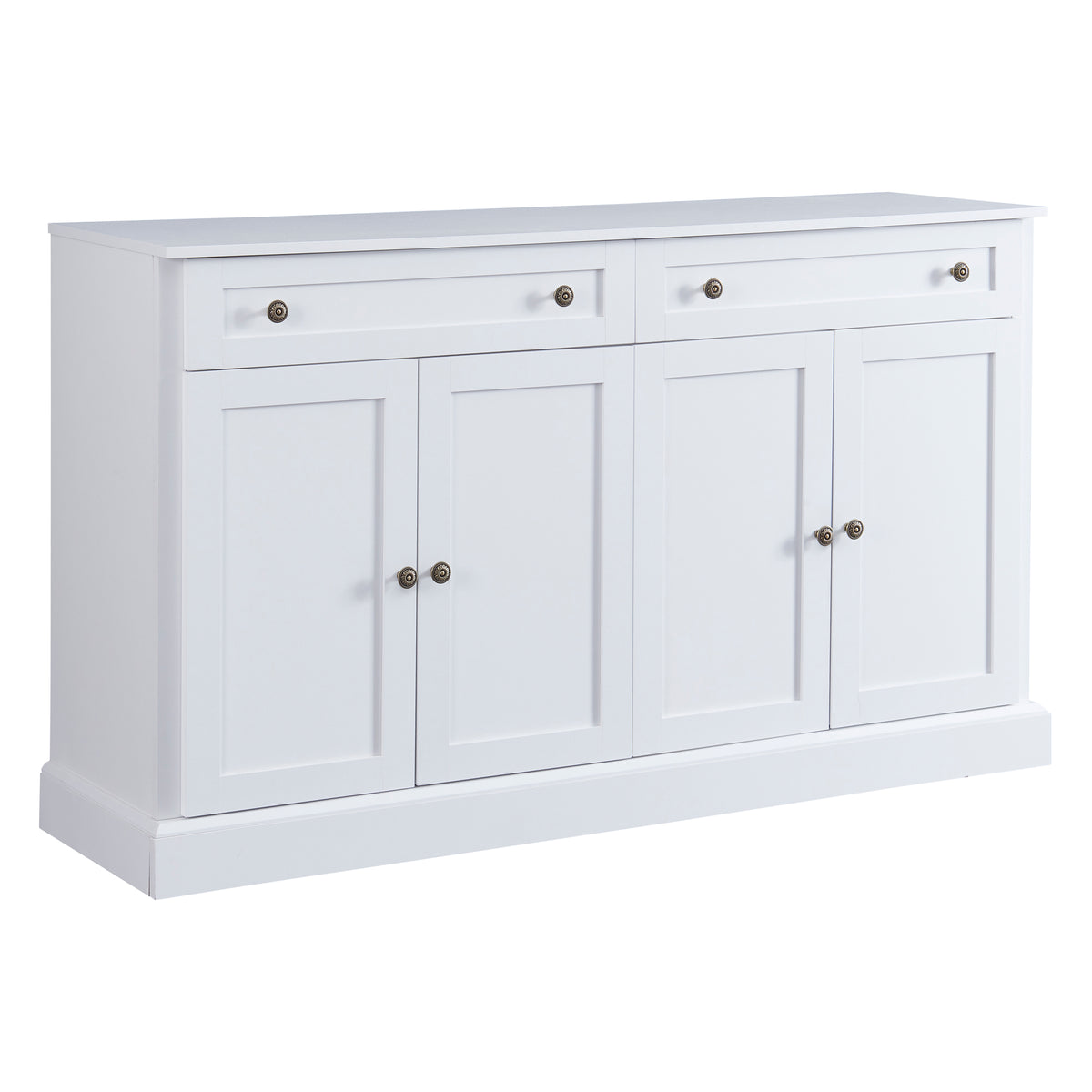 TREXM Modern Kitchen Sideboard Storage Buffet Cabinet with Adjustable Shelves, 2 Drawers & 4 Doors, White MDF