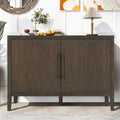 U_STYLE 47.25-Inch Farmhouse Sideboard with Pine Veneer and 2 Doors, Retro Buffet with Adjustable Feet, Minimalist Wooden Storage Cabinet with Metal Handles for Living Room, Kitchen