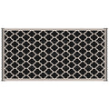 Outsunny Reversible Outdoor Rug, 9' x 18' Waterproof Plastic Straw Floor Mat, Portable RV Camping Carpet, Large Floor Mat for Backyard, Deck, Picnic, Beach, Black & Beige