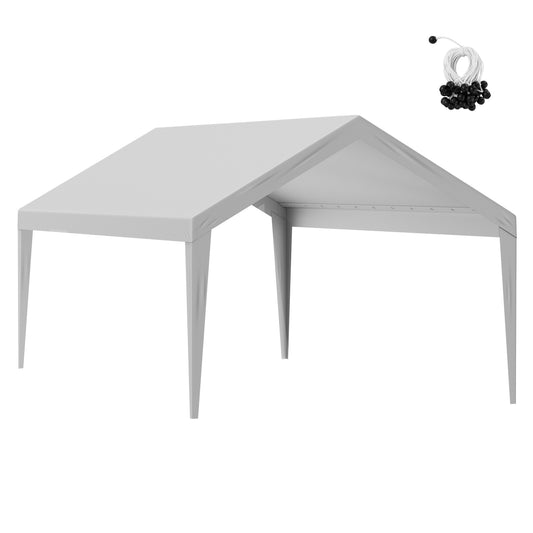 Carport Replacement Canopy Cover 12 x 20 ft, Garage Top Tent Shelter Tarp Heavy-Duty Waterproof & UV Protected, Easy Installation with Ball Bungees,Grey (Only Top Cover, Frame Not Include)