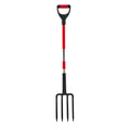 4 Tines Garden Fork Fiberglass Handle 45 in Digging Spading Pitchfork Heavy Duty