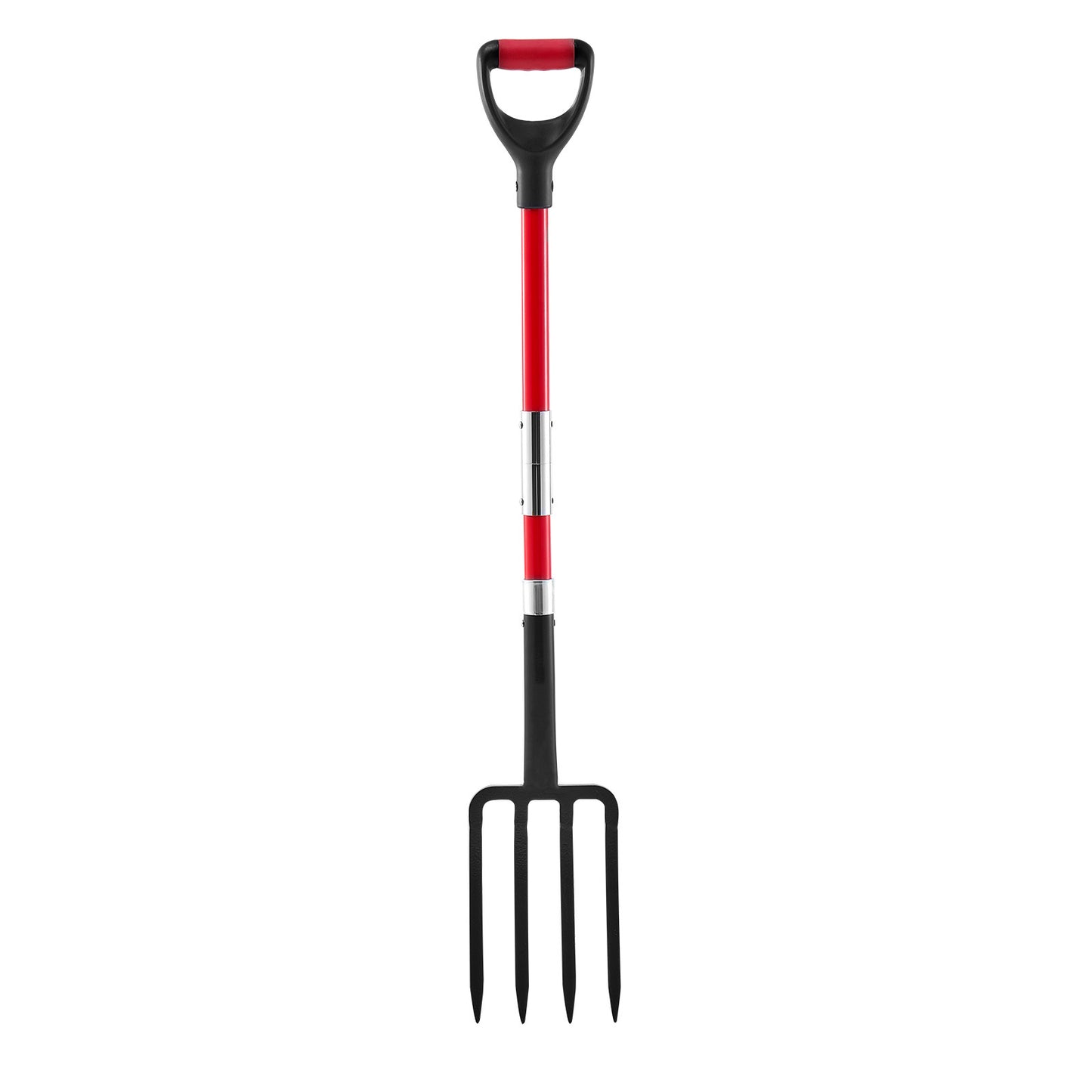 4 Tines Garden Fork Fiberglass Handle 45 in Digging Spading Pitchfork Heavy Duty