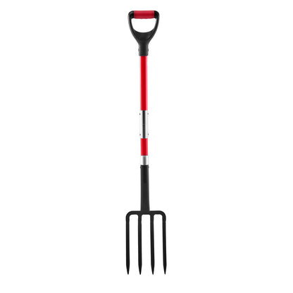 4 Tines Garden Fork Fiberglass Handle 45 in Digging Spading Pitchfork Heavy Duty