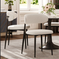 Dining Chairs Set of 2, Metal Kitchen Chairs with Modern Fabric Upholstered for Dining Room, Beige