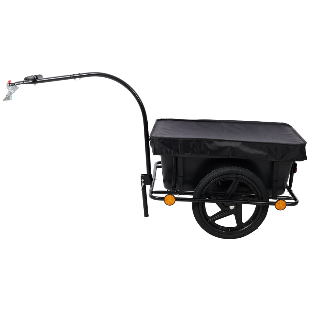 Bike Cargo Trailer with Support Bar, 900D PVC Waterproof Cover, Removable Box, Utility Bike Wagon Trailer for Shopping Camping and Outdoor Activities