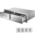 Outdoor Kitchen Drawers 29.5'W x 10'H x 19.7'D, Horizontal Double BBQ Access Drawers Stainless Steel with Handle, BBQ Island Drawers for Outdoor Kitchens or Patio Grill Station