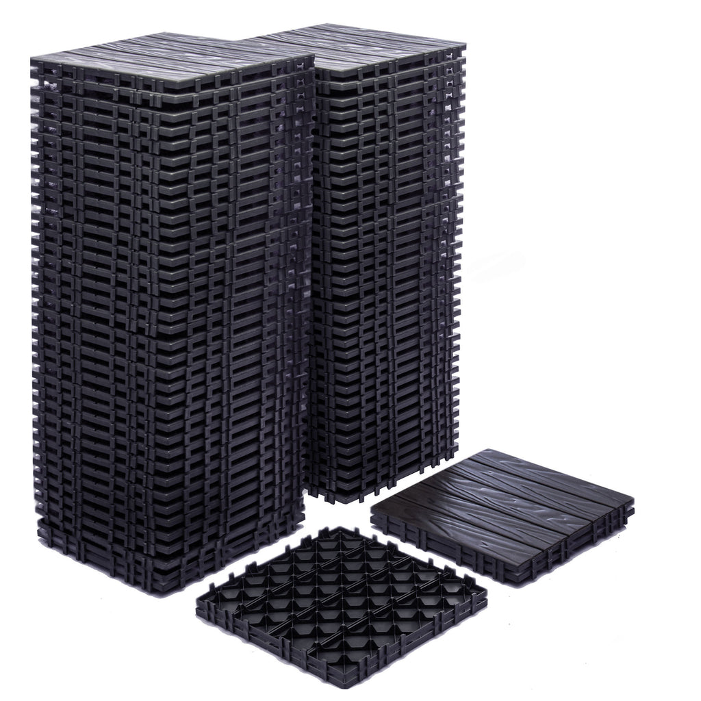 68-Pack 11.42'x11.42' Plastic Interlocking Deck Tiles - 61.60 Sq.Ft Outdoor Plastic Flooring Super Durable & Waterproof All-Weather Indoor/Outdoor Use Eco-Friendly Non-Toxic Material