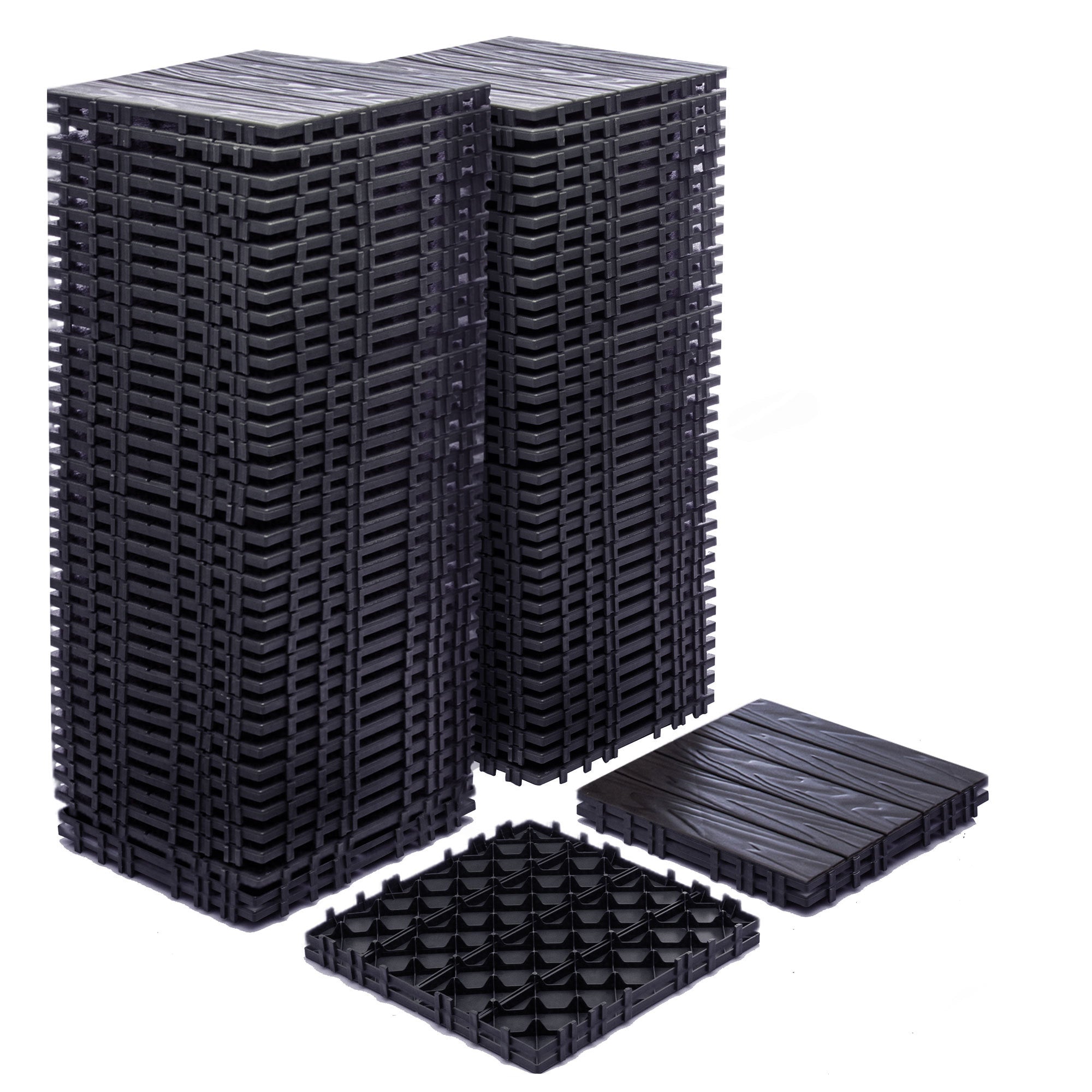 68-Pack 11.42'x11.42' Plastic Interlocking Deck Tiles - 61.60 Sq.Ft Outdoor Plastic Flooring Super Durable & Waterproof All-Weather Indoor/Outdoor Use Eco-Friendly Non-Toxic Material