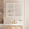 27.56'Glass Doors Modern Two-door Wall Cabinet with Featuring Three-tier Storage for Entryway Living Room Bathroom Dining Room,White(same sku:W757119328)