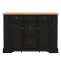 TREXM Black Farmhouse-Style Sideboard Buffet Cabinet with 5 Drawers, 2 Cabinets, Adjustable Shelves, Kitchen Console Table for Dining Room, Living Room, Entryway