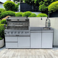 43-Inch 6-Burner 85000 BTU Deluxe Stainless Steel Gas Outdoor Kitchen Bar Barbecue Island Grill  + Rotisserie + Granite Countertops + Storage Cabinets & Drawers + Stainless Steel Sink/Faucet