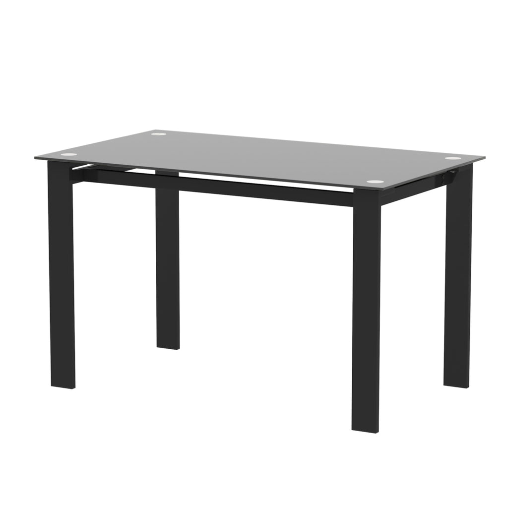 Multi-Function Dining Table for Dining and Living Room, Safety and Easy to Clean, Black Tempered Glass and Iron