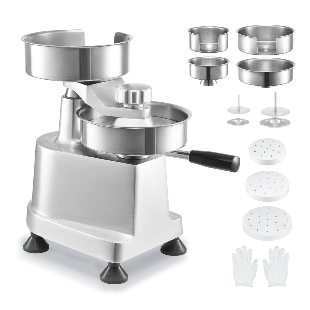 Commercial Burger Patty Maker, Hamburger Beef Patty Maker with 3 Convertible Mold(4/5/6-inch), Heavy Duty Stainless Steel Burger Press Machine, Meat Forming Processor with 1500 Pcs Patty Papers
