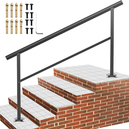 Outdoor Handrail 165LBS Load Handrail Outdoor Stairs Aluminum Stair Handrail 60 x 35' Outdoor Stair Railing Transitional Range from 0 to 30° Staircase Handrail Fits 4-5 Steps with Screw Kit