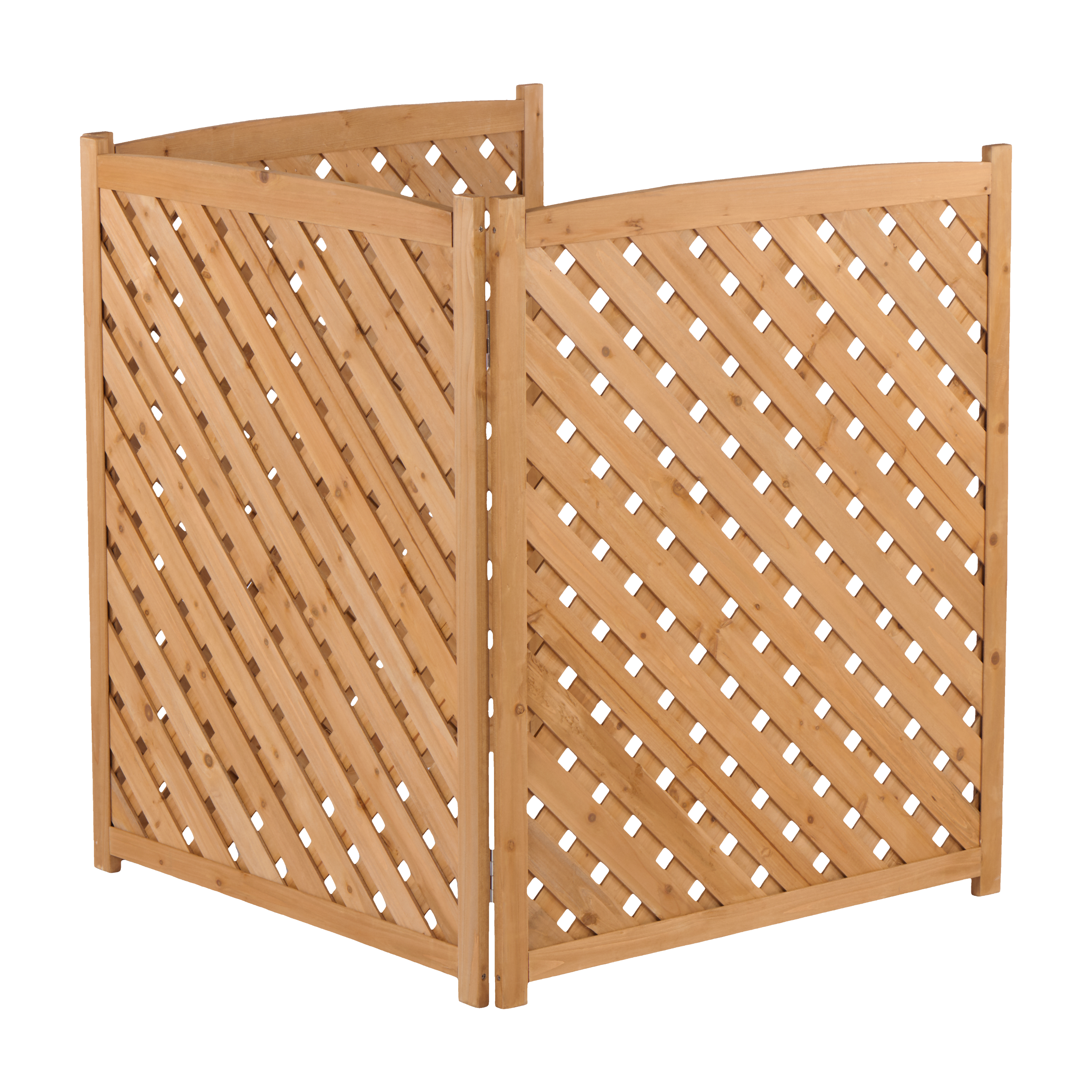 3-Panel Outdoor Air Conditioner Fence Screen in Light Brown, Solid Wood, 32' W x 38' H