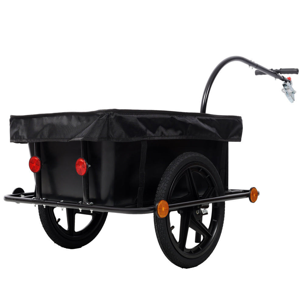 Bike Cargo Trailer with Support Bar, 900D PVC Waterproof Cover, Removable Box, Utility Bike Wagon Trailer for Shopping Camping and Outdoor Activities