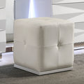 White Vanity Stool Tufting Rubberwood Contemporary Style 1pc Stool