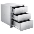 Outdoor Kitchen Drawers 18.11'W x 23.23'D x 23.23'H, Triple-Access Stainless Steel BBQ Drawers with Handles, BBQ Island Drawer for Outdoor Kitchens or Barbeque Island Patio Grill Station
