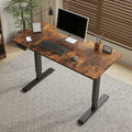 55'×24' Rustic Brown Electric Standing Desk Height Adjustable Desk for Home and Office Computer Table Gaming Desk Modern Lift-up Desk