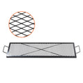 X-Marks Fire Pit Grill Grate, Rectangle Cooking Grate, Heavy Duty Steel Campfire BBQ Grill Grid with Handle & Support X Wire, Portable Camping Cookware for Outside Party Gathering, 44 Inch Black
