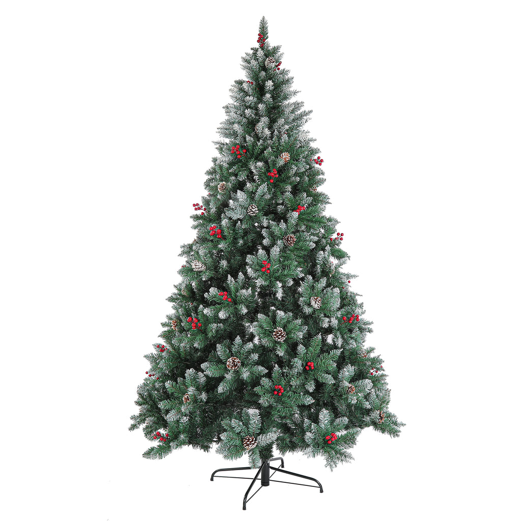 7.5ft Artificial Christmas Tree with 200pcs LED Lights, Army Green PVC Branches, Metal Hinges, Foldable Base for Home, Office, Party Holiday Decoration