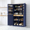 [Assembly Video Provided]TOPMAX 40.2x20x71.3inch High Freestanding Kitchen Pantry Large Cupboard Storage Cabinet with 2 Drawers, 2 Adjustable Shelves, 8 Door Shelves for Kitchen, Dining Room,Blue