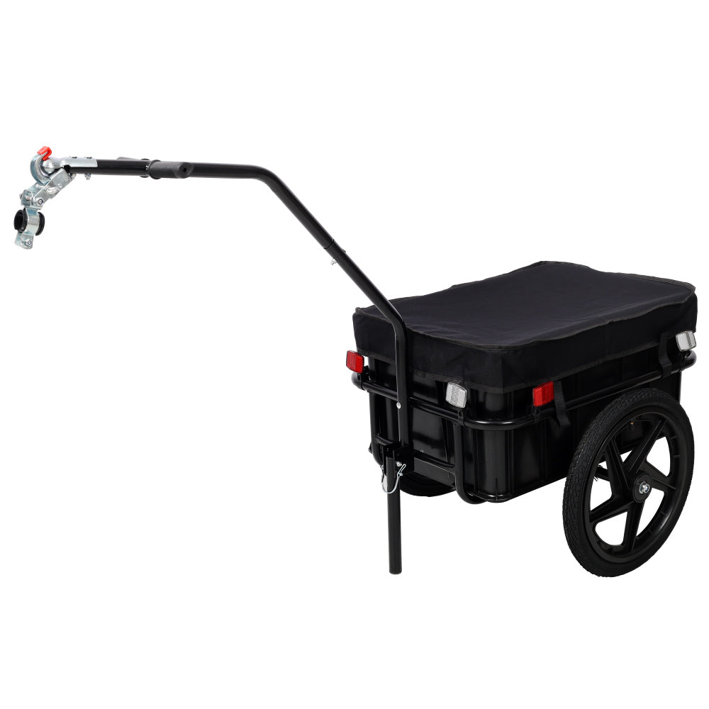 Bike Cargo Trailer with Support Bar, 900D PVC Waterproof Cover, Removable Box, Utility Bike Wagon Trailer for Shopping Camping and Outdoor Activities