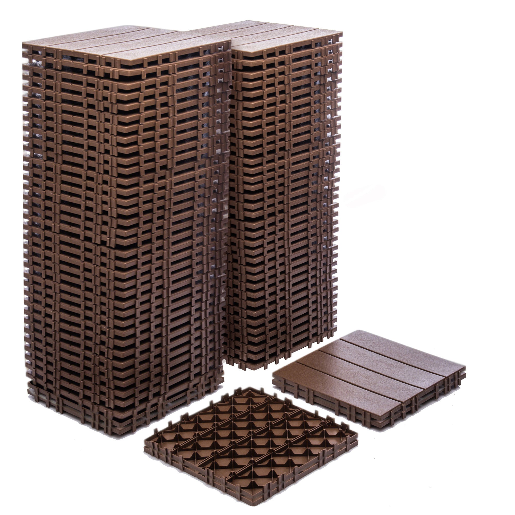 68-Pack 11.42'x11.42' Plastic Interlocking Deck Tiles - 61.60 Sq.Ft Outdoor Plastic Flooring Super Durable & Waterproof All-Weather Indoor/Outdoor Use Eco-Friendly Non-Toxic Material
