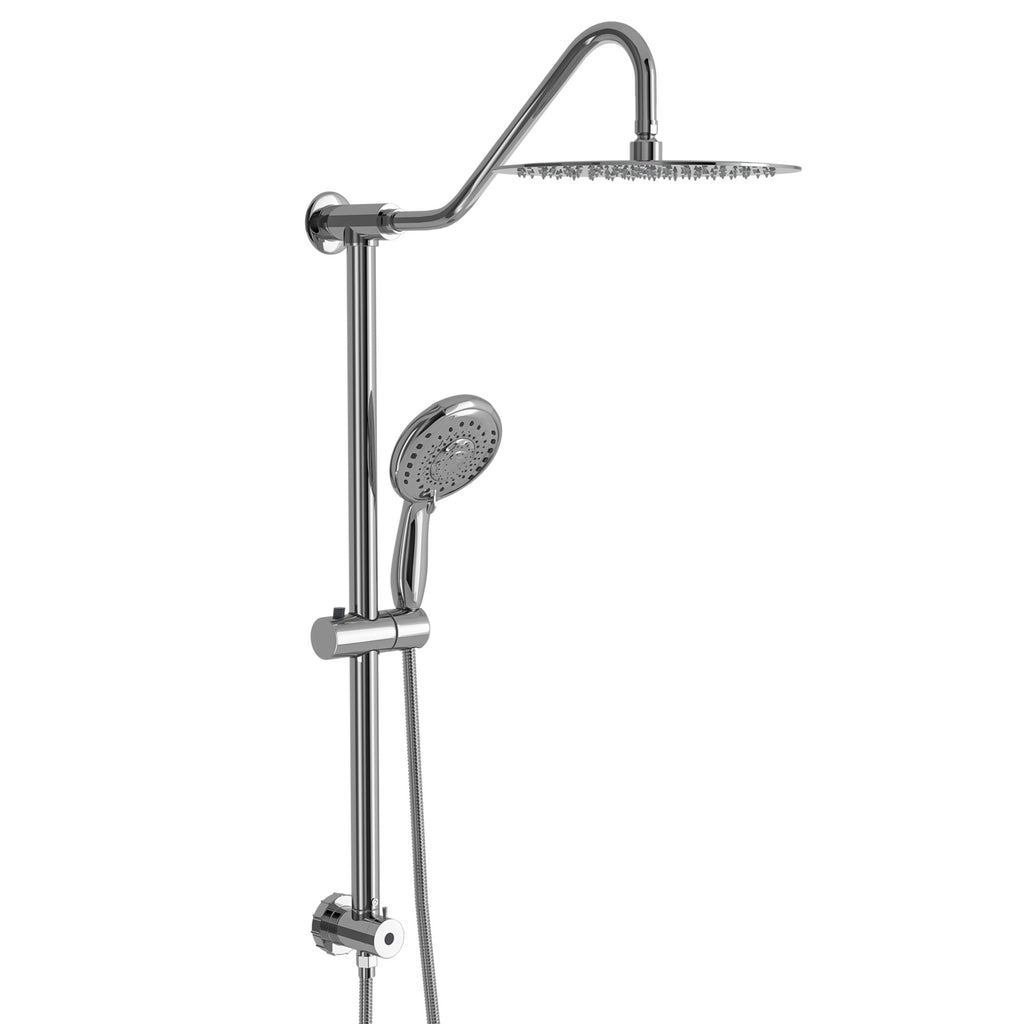 Chrome Round Dual Shower Heads Set with 10inch Overhead and Hand Shower, Metal & Plastic Construction