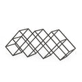 Modern Industrial Tabletop Wine Rack with 7 Bottle Holders in Black Iron Finish