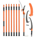 Manual Pole Saw, 7.3-27 ft Extendable Tree Pruner, Sharp Steel Blade and Scissors High Branches Trimming, Branch Trimmer with Lightweight 8 Fiberglass Handles, for Pruning Palms and Shrubs