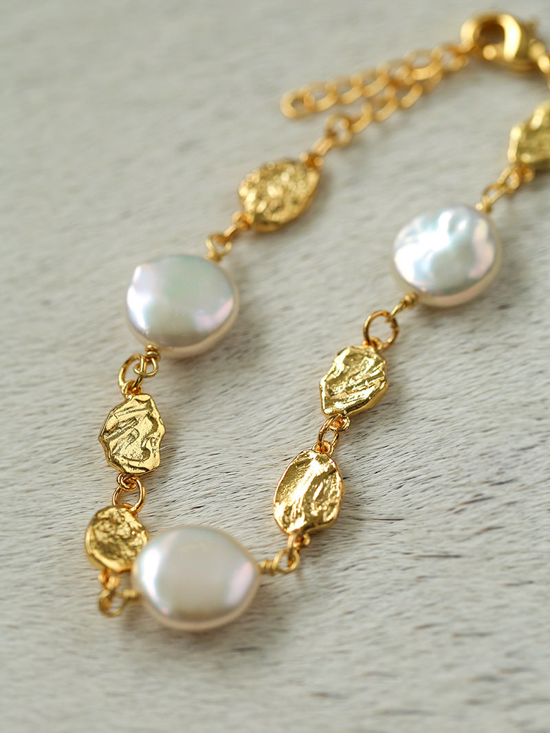 Gold Coin Pearl Bracelet Female