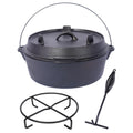 Pre-Seasoned Cast Iron Dutch Oven With Skillet Lid, Outdoor Camping Deep Pot for Camping Fireplace Cooking BBQ Baking Campfire, With Iron Pot Rack, 8 Quart