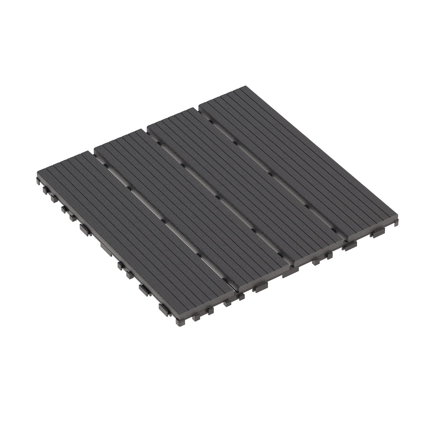 Dark Grey Plastic Interlocking Deck Tiles 44 Pack for Outdoor and Indoor Use, 12'x12' Square Waterproof Patio Decking