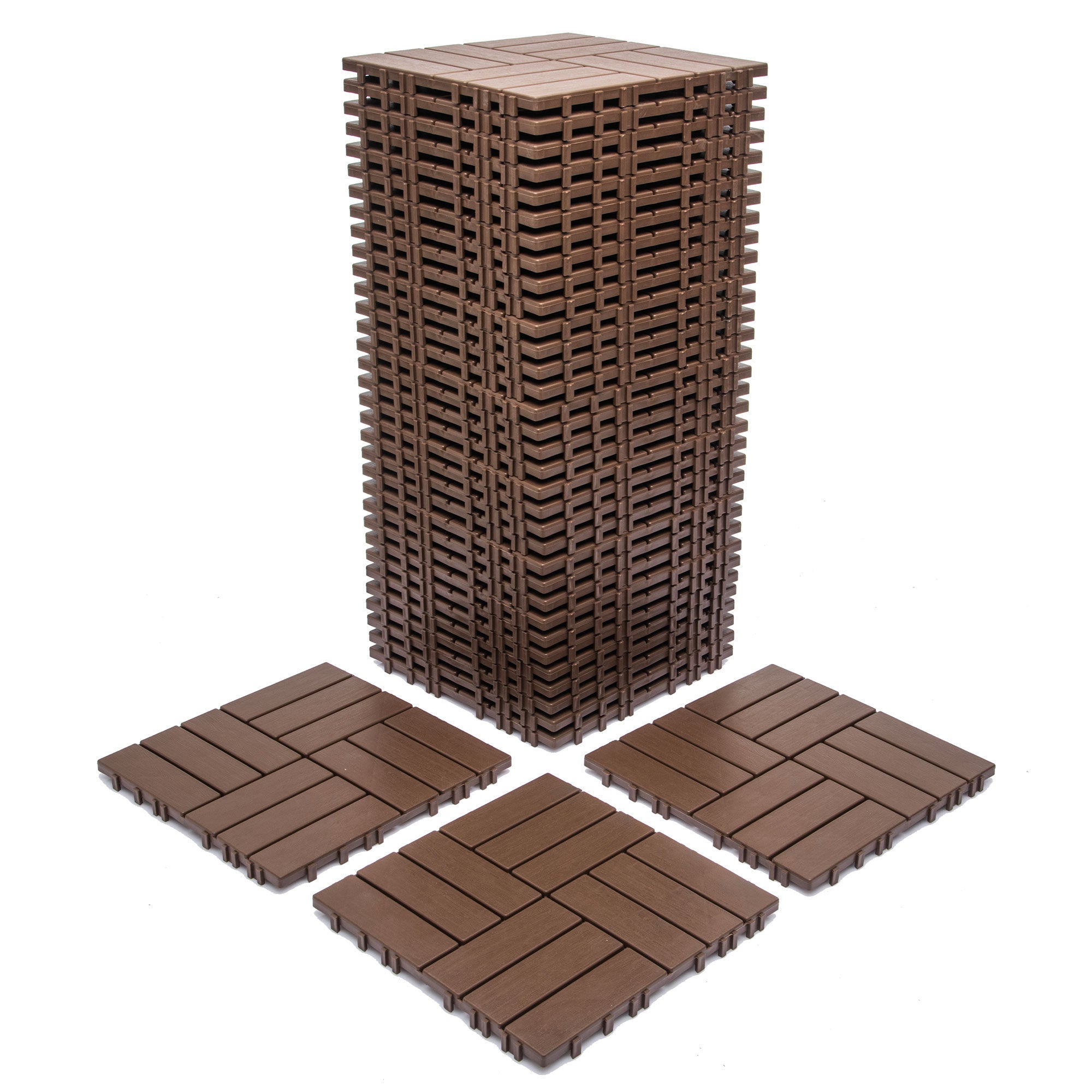 68-Pack 11.42'x11.42' Plastic Interlocking Deck Tiles - 61.60 Sq.Ft Outdoor Plastic Flooring Super Durable & Waterproof All-Weather Indoor/Outdoor Use Eco-Friendly Non-Toxic Material