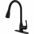 Single Handle High Arc Matte Black Pull Out Kitchen Sink Faucet with 4 Spraying Modes,Single Level Stainless Steel with Pull Down Sprayer