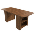 Mid-Century Dining Table with Drawers & Open Storage, 70.87in Walnut Finish MDF Tabletop for 4-6 People, Modern Kitchen Dining Room Table