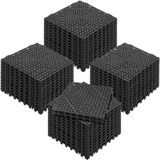 Interlocking Tile 50PCS Black, Drainage Tiles 12' x 12' Splicing, Soft PVC Interlocking Drainage Floor Tiles, Non-Slip Drainage Holes for Restroom, Bathroom, Kitchen, Pool, Wet Areas