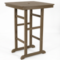 HDPE Bar-Height Outdoor Patio Table, 42.1' Square High Top Pub/Bistro Table, Slatted Top, Antique Brown