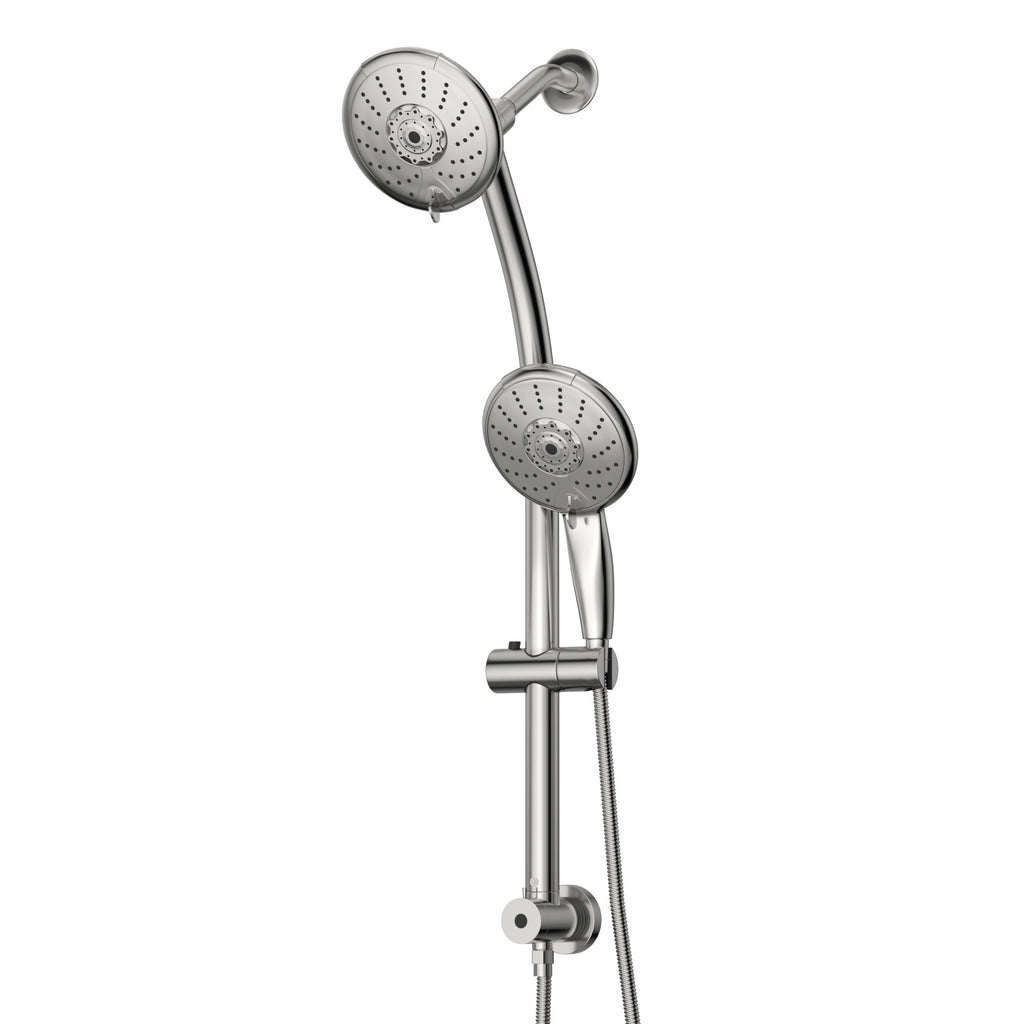 5-Inch Multi Function Dual Shower Head with Adjustable Slide Bar, Chrome Finish